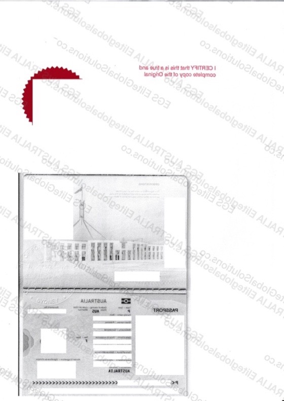 Australian Passport for Overseas Use redacted document sample preview
