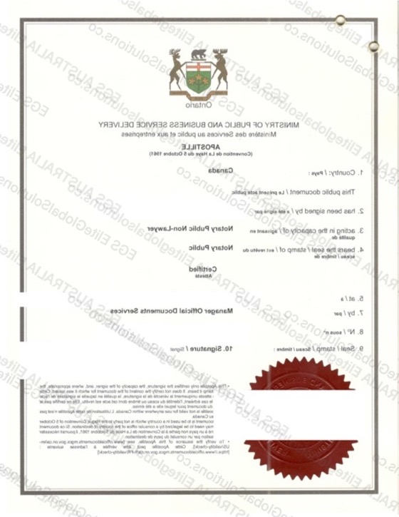 Canada-issued Apostille Certificate for Overseas Use - Sample 4 redacted document sample preview