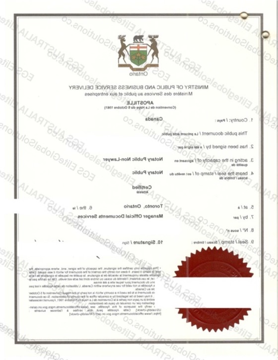 Canadian Birth Certificate for Use in Hong Kong redacted document sample preview